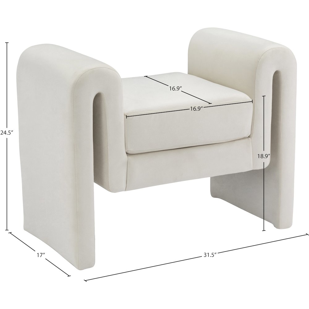 Sloan Cream Velvet Bench