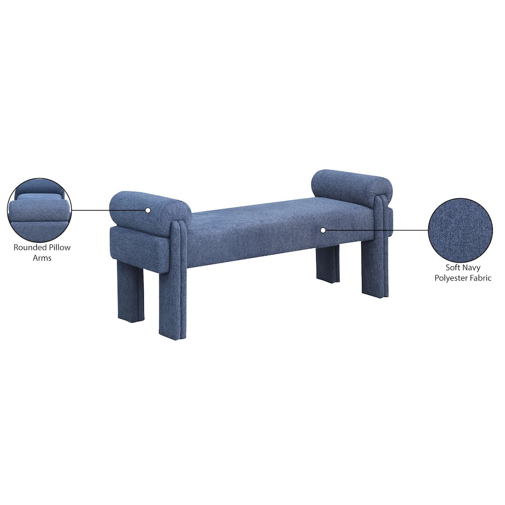 Stefano Navy Polyester Fabric Bench