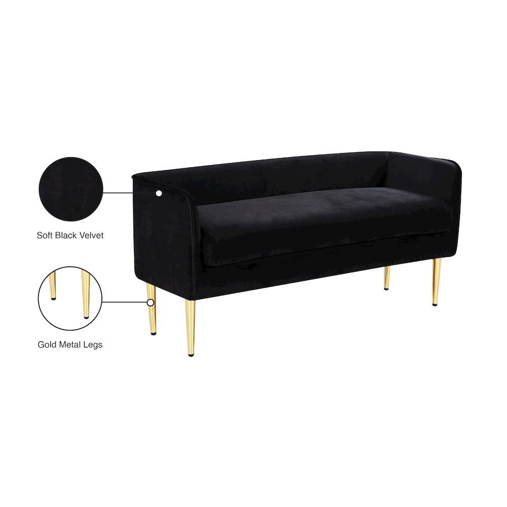 Audrey Black Velvet Bench