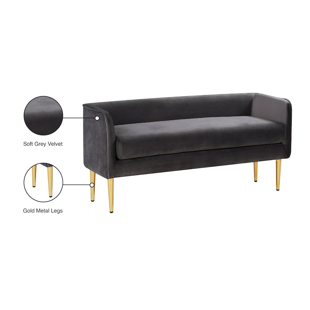 Audrey Grey Velvet Bench