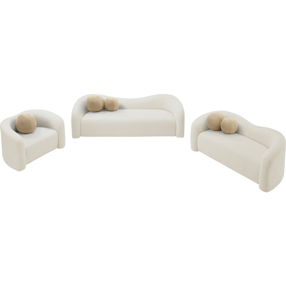 Kali Cream Faux Shearling Teddy Fabric Sofa
