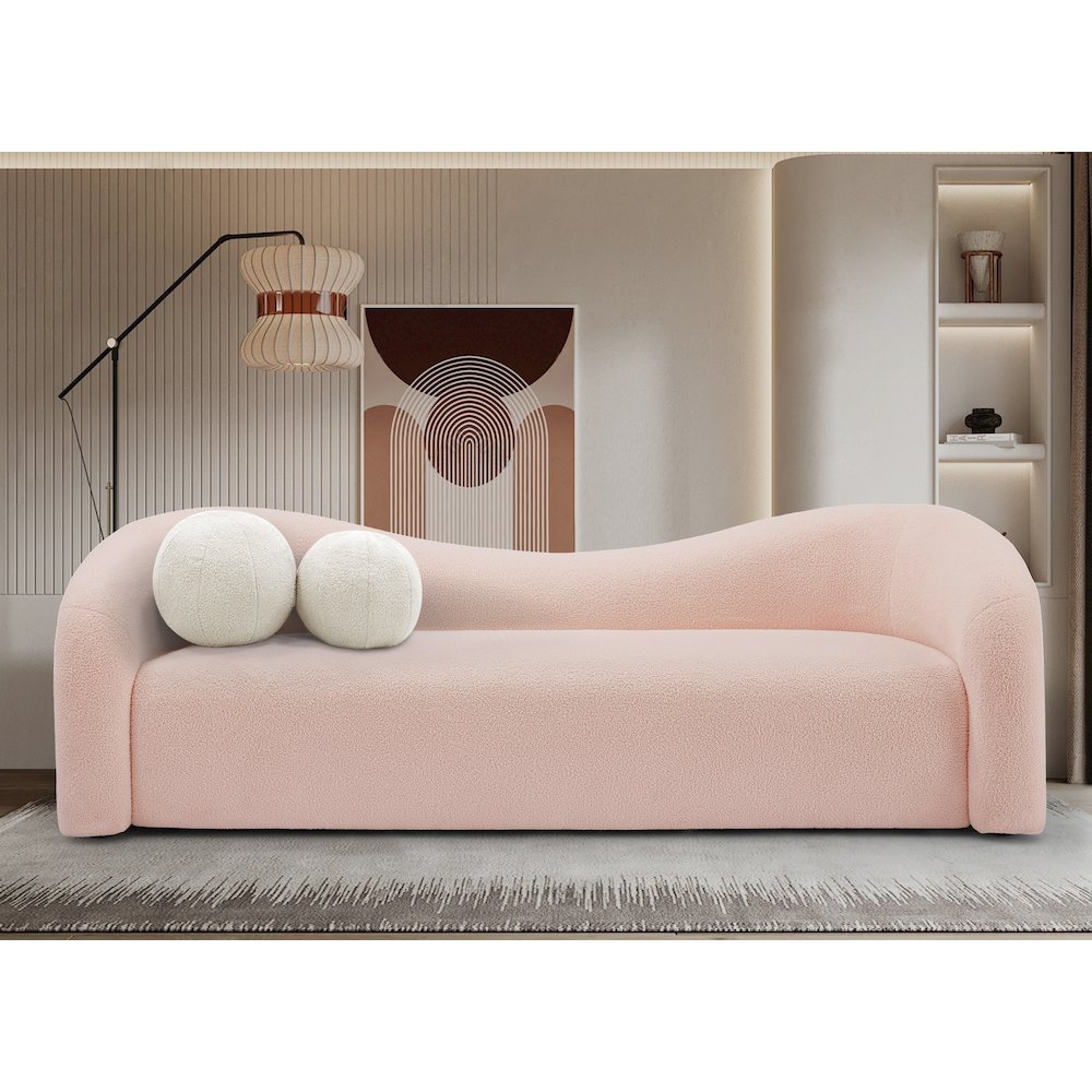 Kali Pink Faux Shearling Teddy Fabric Sofa