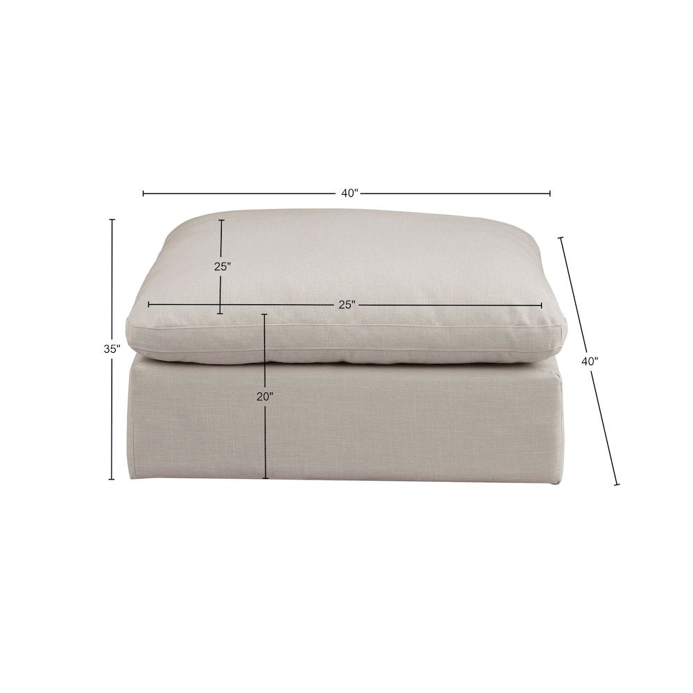 Comfy Beige Linen Textured Fabric Modular Ottoman