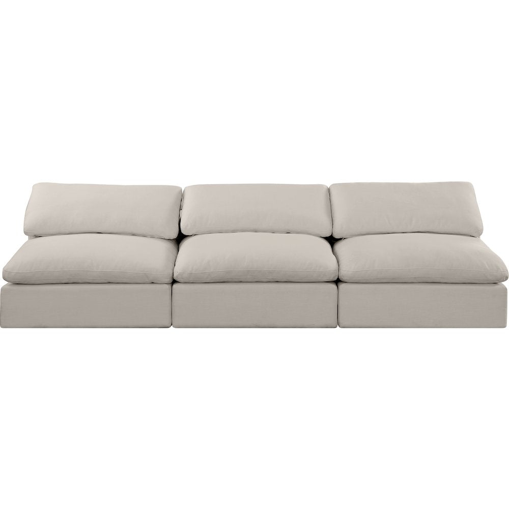 Comfy Beige Linen Textured Fabric Modular Sofa