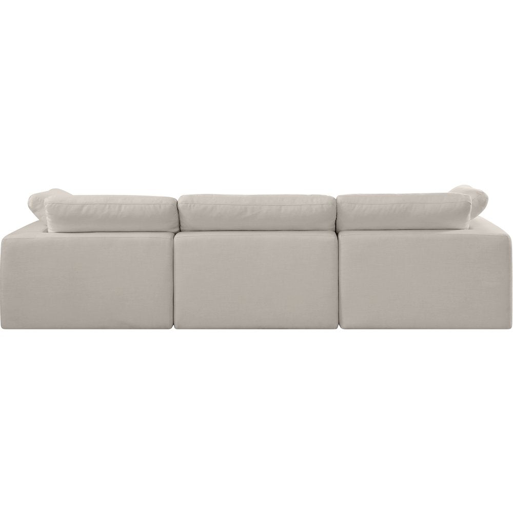 Comfy Beige Linen Textured Fabric Modular Sofa