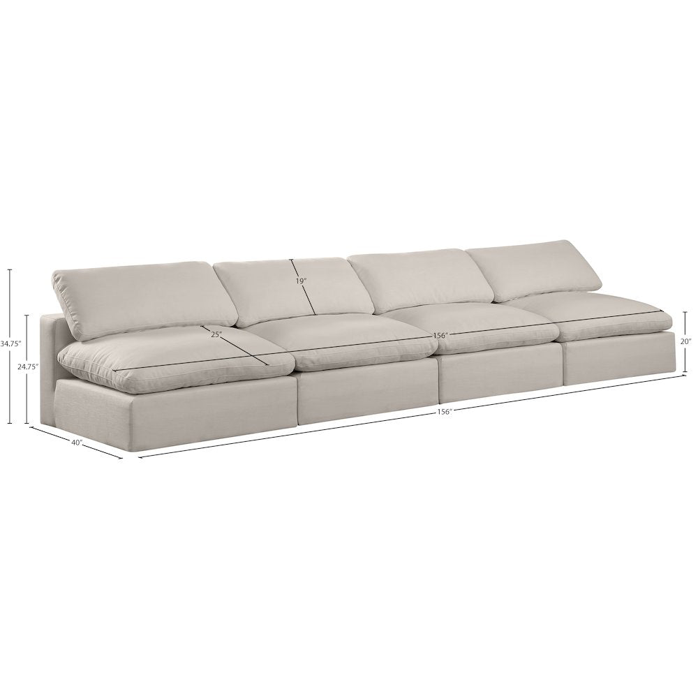 Comfy Beige Linen Textured Fabric Modular Sofa