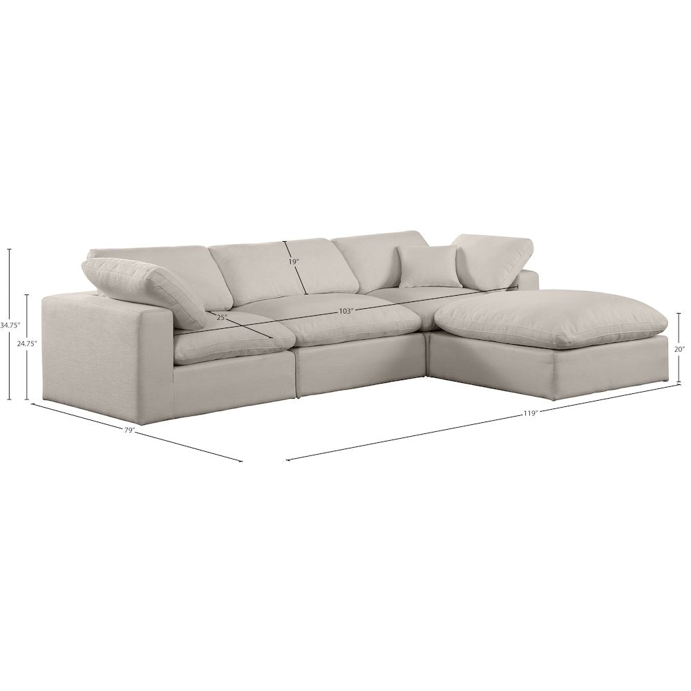 Comfy Beige Linen Textured Fabric Modular Sectional