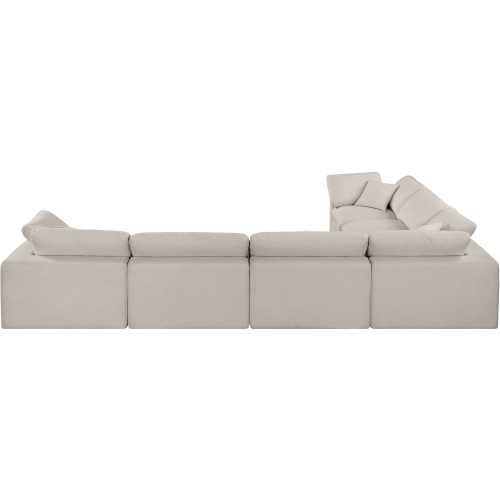 Comfy Beige Linen Textured Fabric Modular Sectional