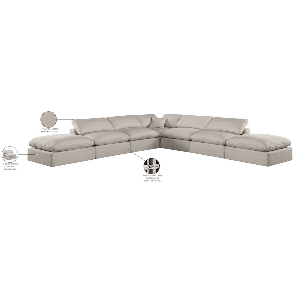 Comfy Beige Linen Textured Fabric Modular Sectional