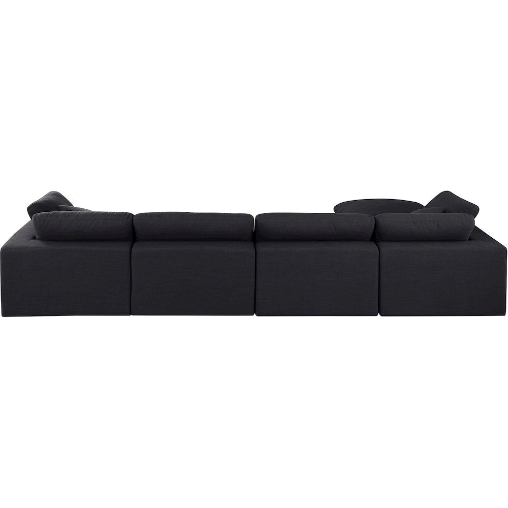 Comfy Black Linen Textured Fabric Modular Sectional