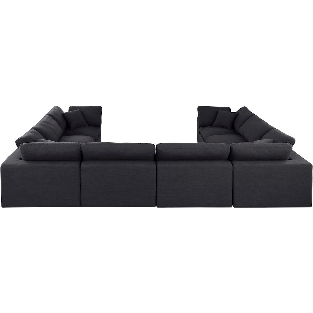 Comfy Black Linen Textured Fabric Modular Sectional