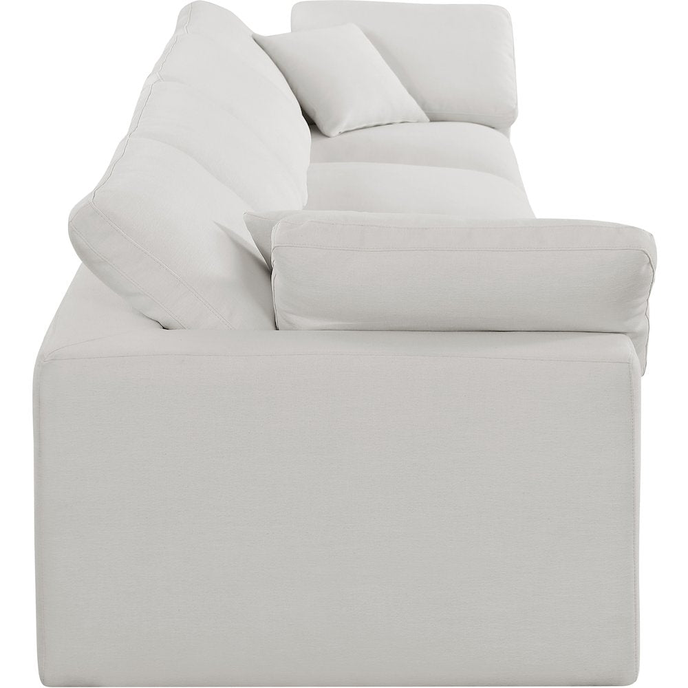 Comfy Cream Linen Textured Fabric Modular Sofa