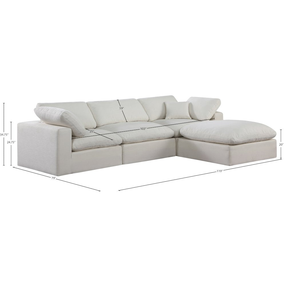 Comfy Cream Linen Textured Fabric Modular Sectional