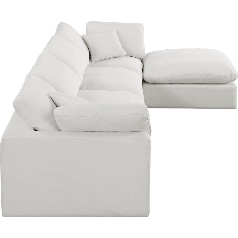 Comfy Cream Linen Textured Fabric Modular Sectional