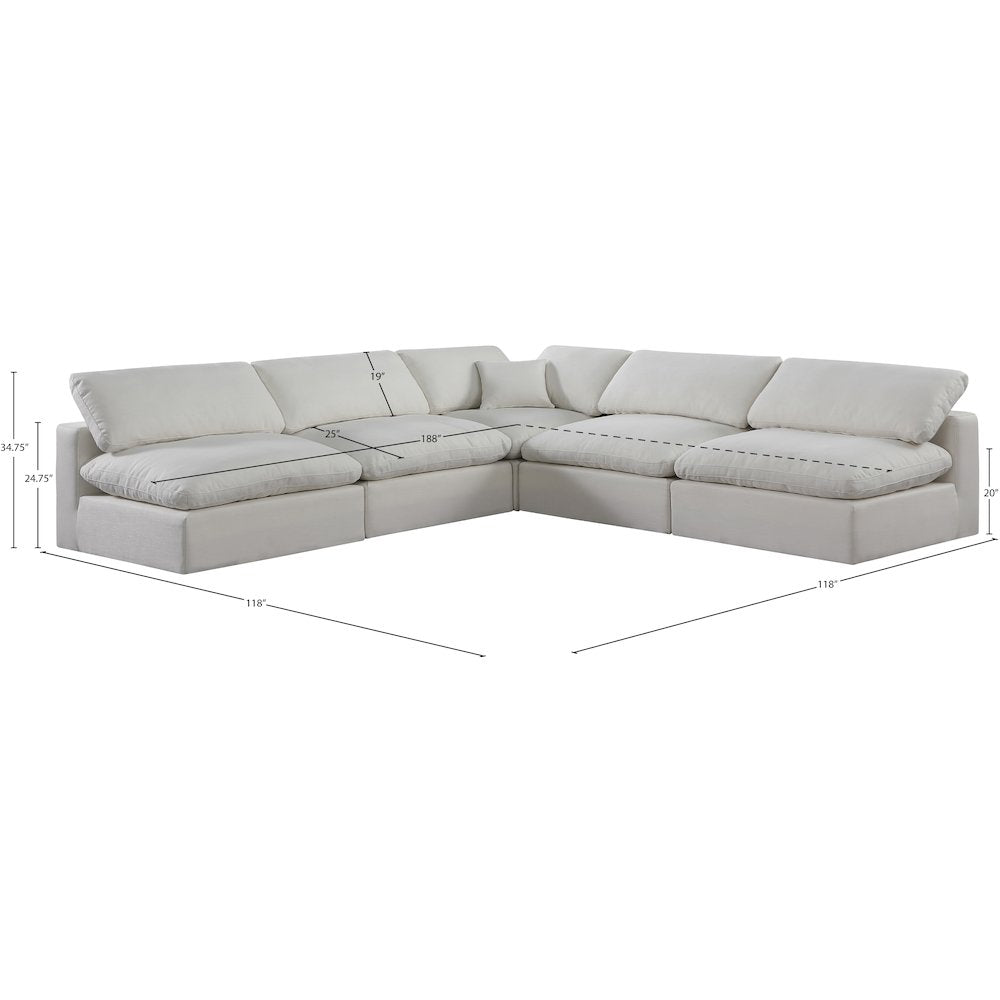 Comfy Cream Linen Textured Fabric Modular Sectional