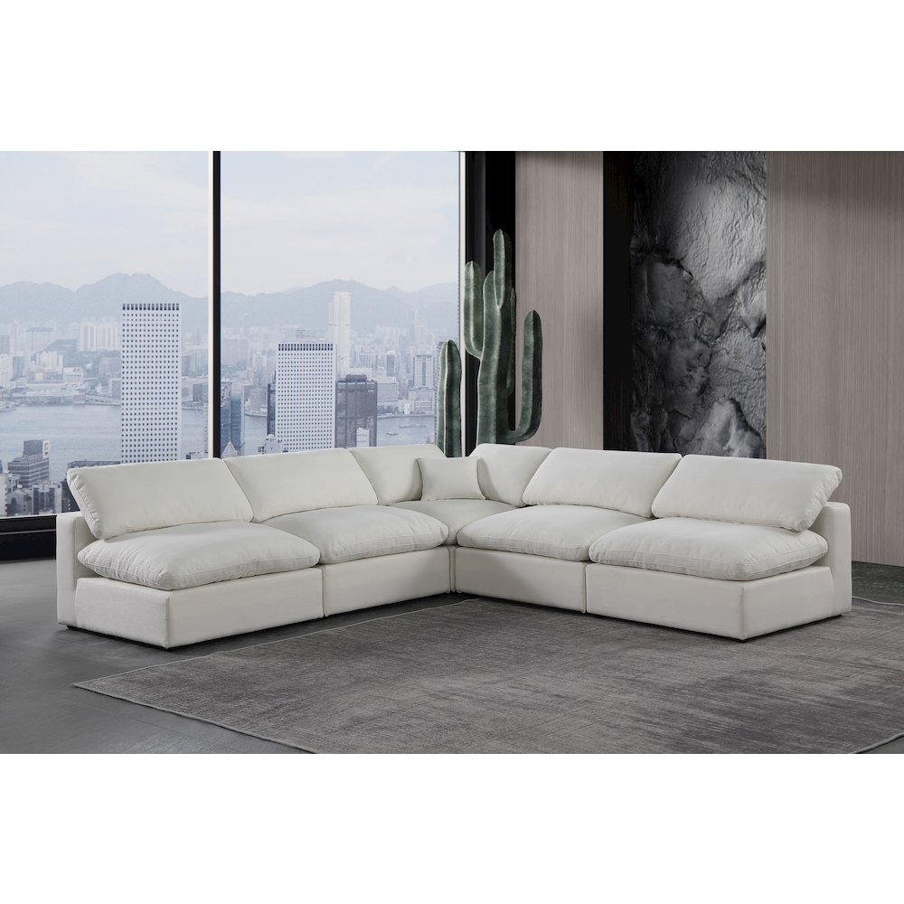 Comfy Cream Linen Textured Fabric Modular Sectional