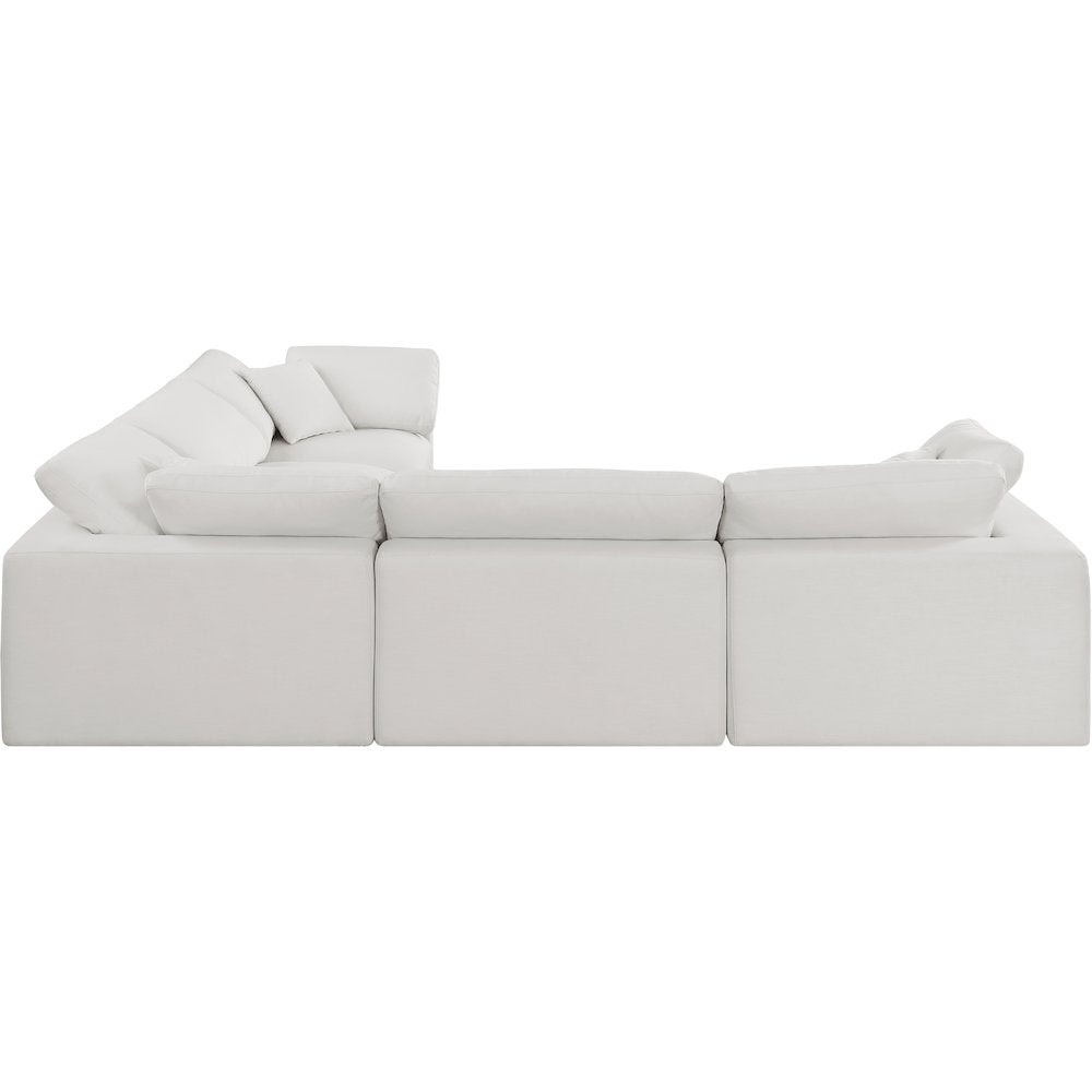 Comfy Cream Linen Textured Fabric Modular Sectional