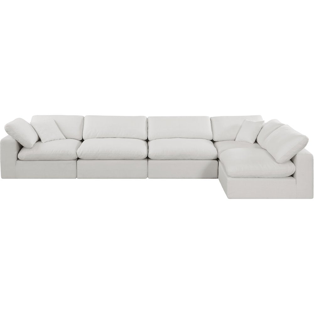Comfy Cream Linen Textured Fabric Modular Sectional
