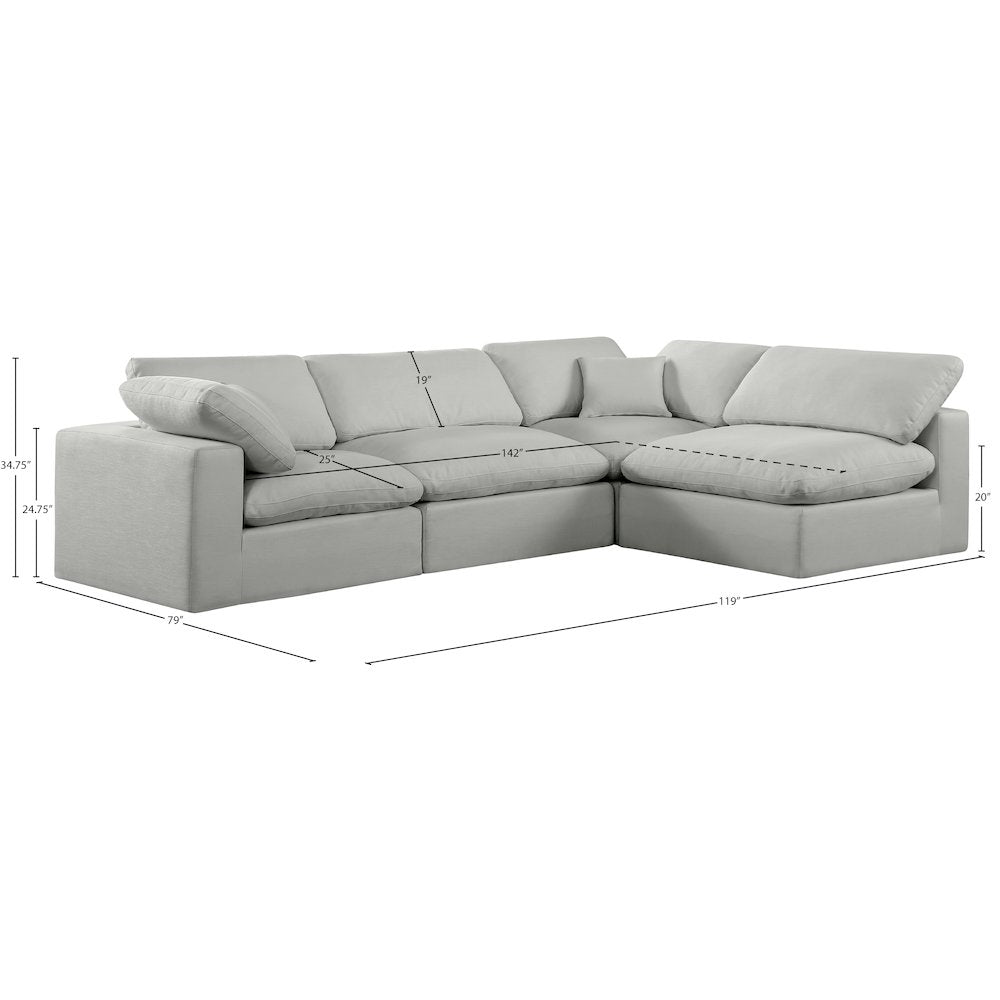 Comfy Grey Linen Textured Fabric Modular Sectional