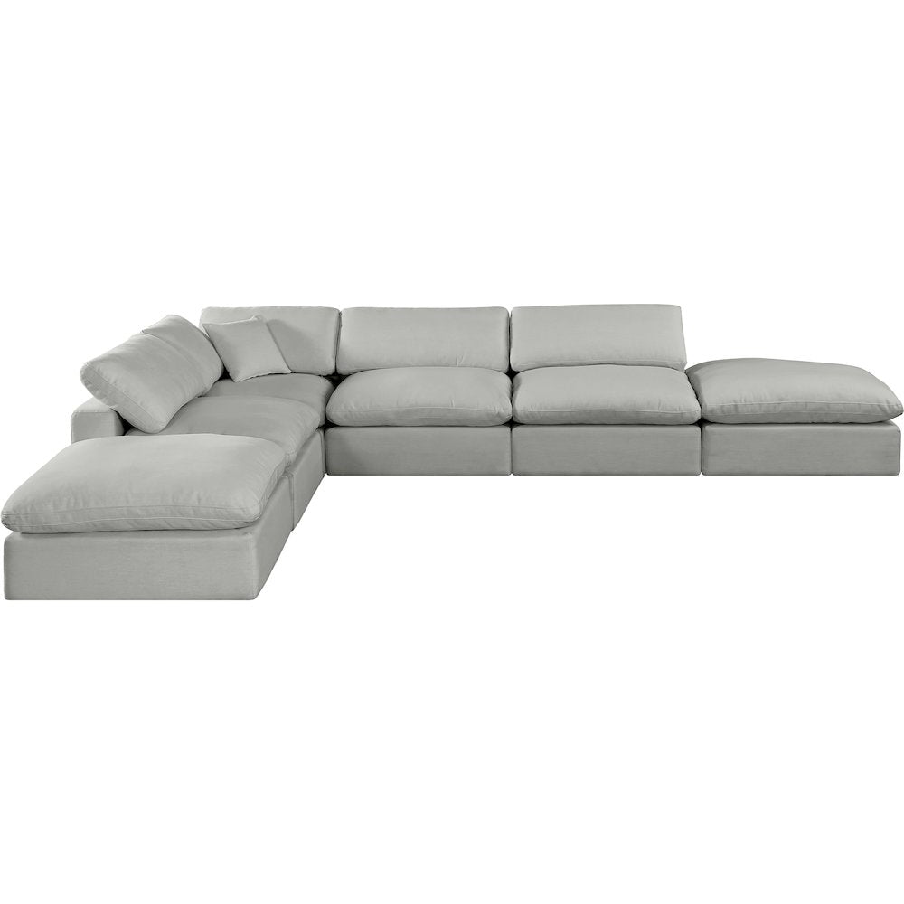 Comfy Grey Linen Textured Fabric Modular Sectional