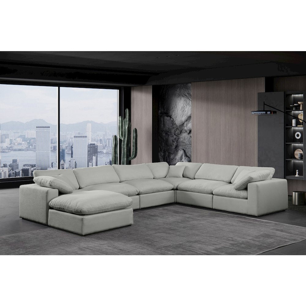 Comfy Grey Linen Textured Fabric Modular Sectional