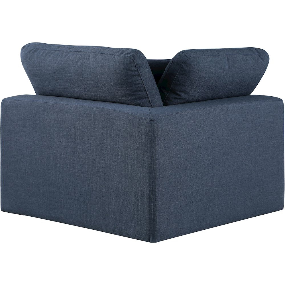 Comfy Navy Linen Textured Fabric Modular Corner Chair