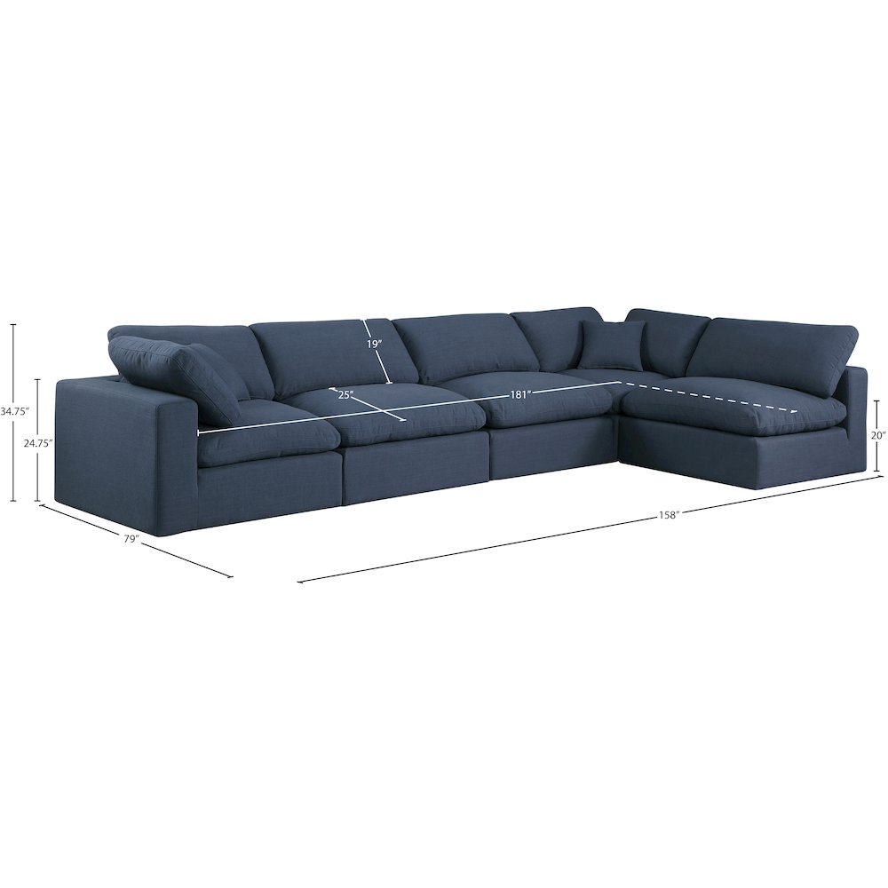 Comfy Navy Linen Textured Fabric Modular Sectional