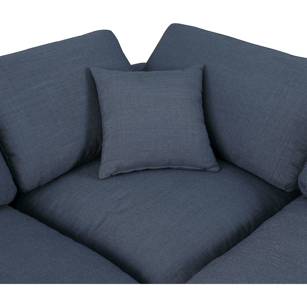 Comfy Navy Linen Textured Fabric Modular Sectional
