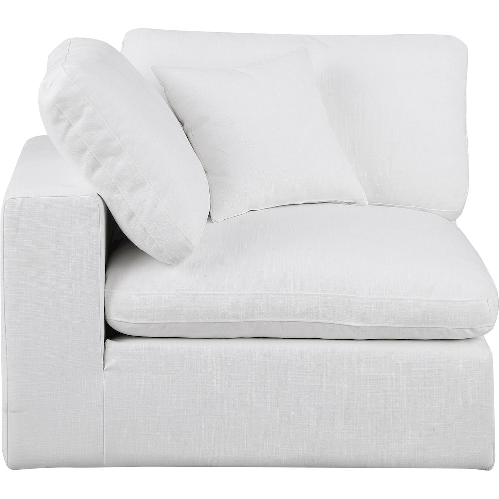 Comfy White Linen Textured Fabric Modular Corner Chair