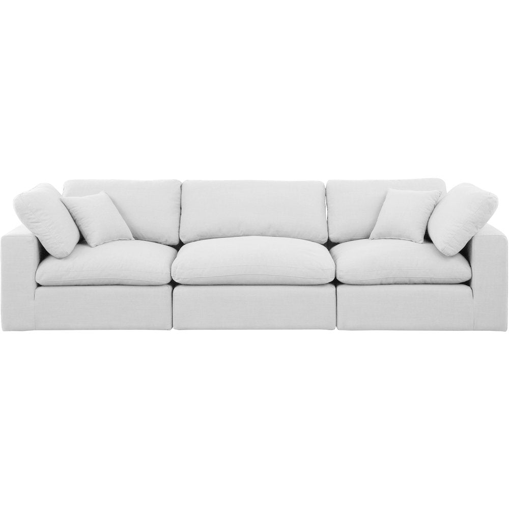Comfy White Linen Textured Fabric Modular Sofa