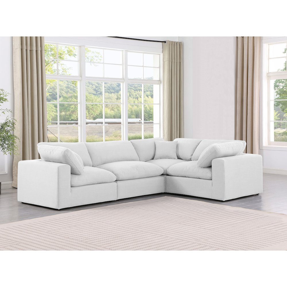 Comfy White Linen Textured Fabric Modular Sectional