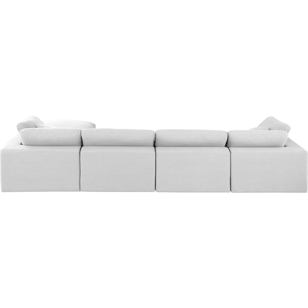 Comfy White Linen Textured Fabric Modular Sectional