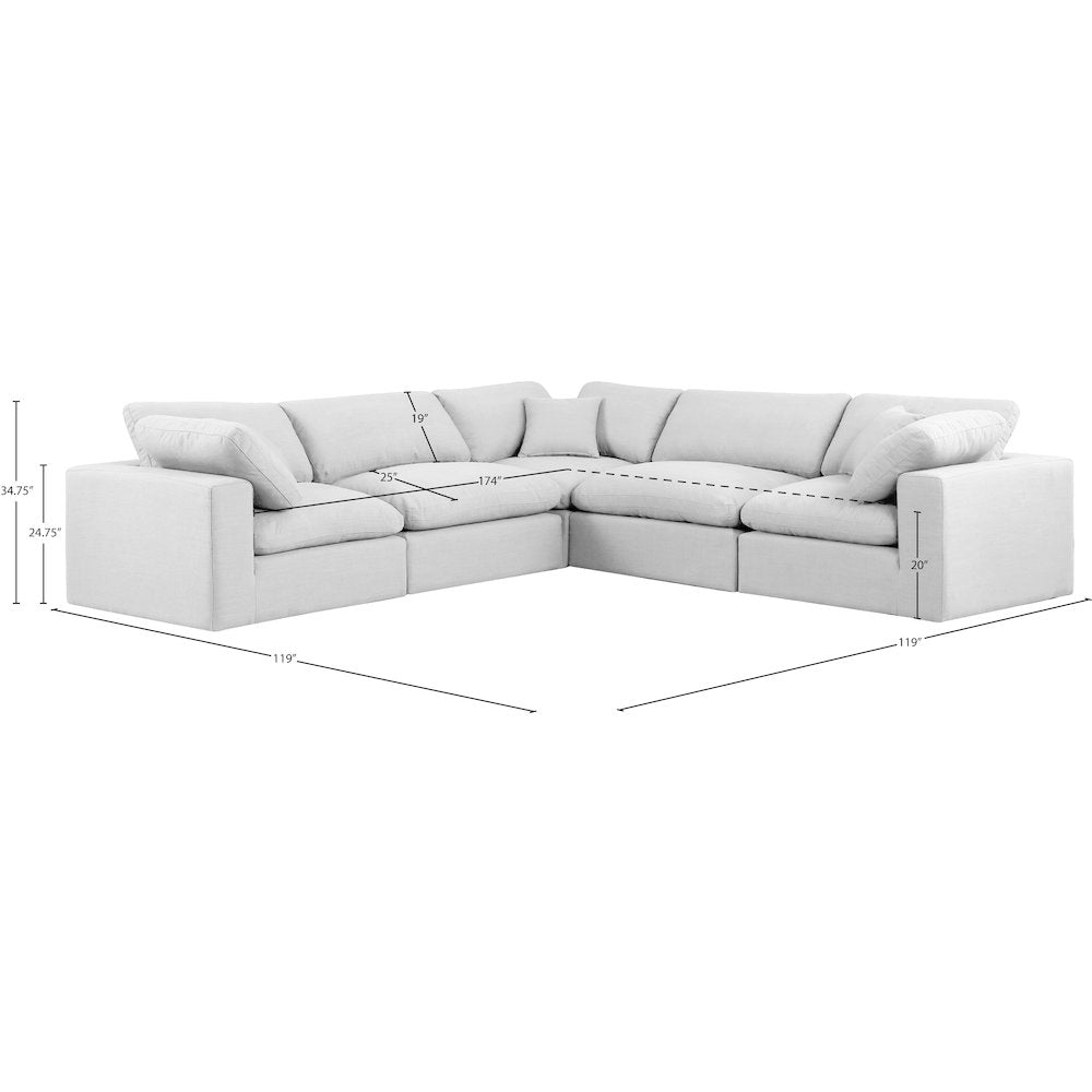 Comfy White Linen Textured Fabric Modular Sectional