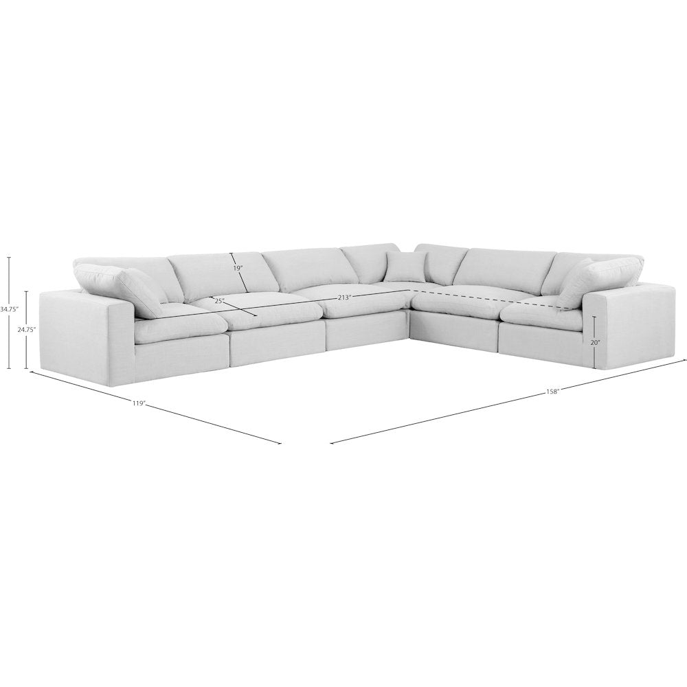 Comfy White Linen Textured Fabric Modular Sectional