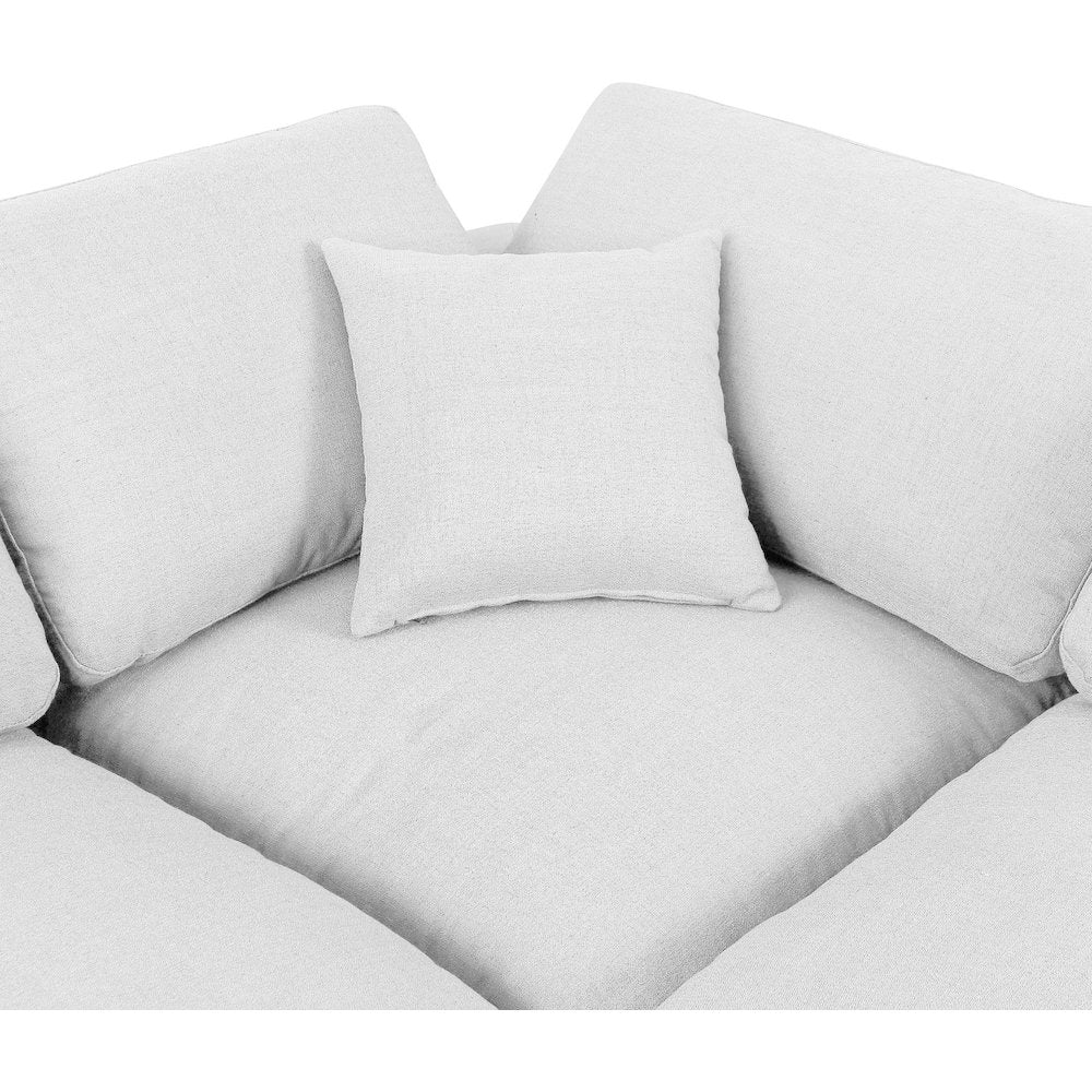 Comfy White Linen Textured Fabric Modular Sectional