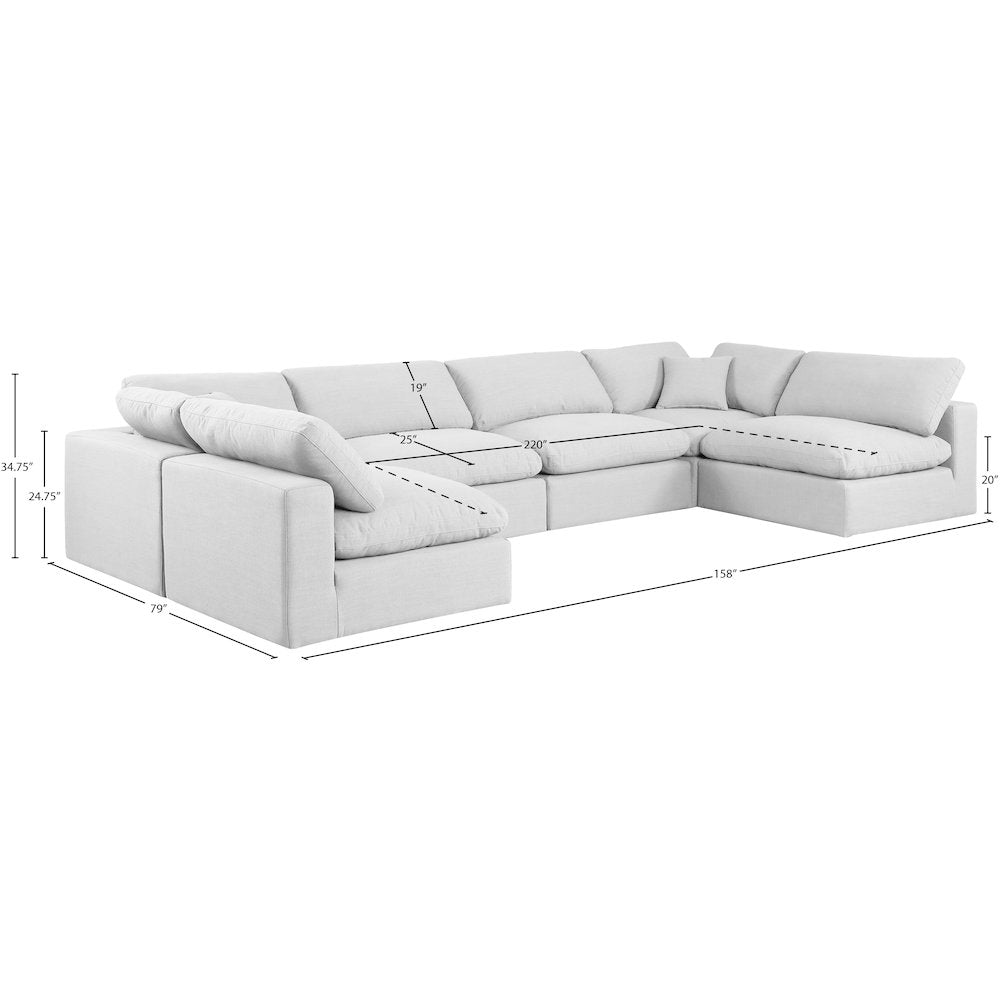Comfy White Linen Textured Fabric Modular Sectional