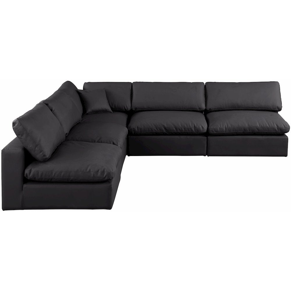 Comfy Black Vegan Leather Modular Sectional