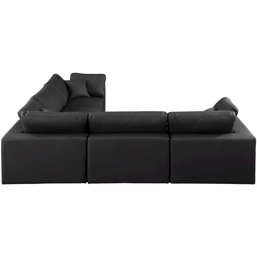 Comfy Black Vegan Leather Modular Sectional