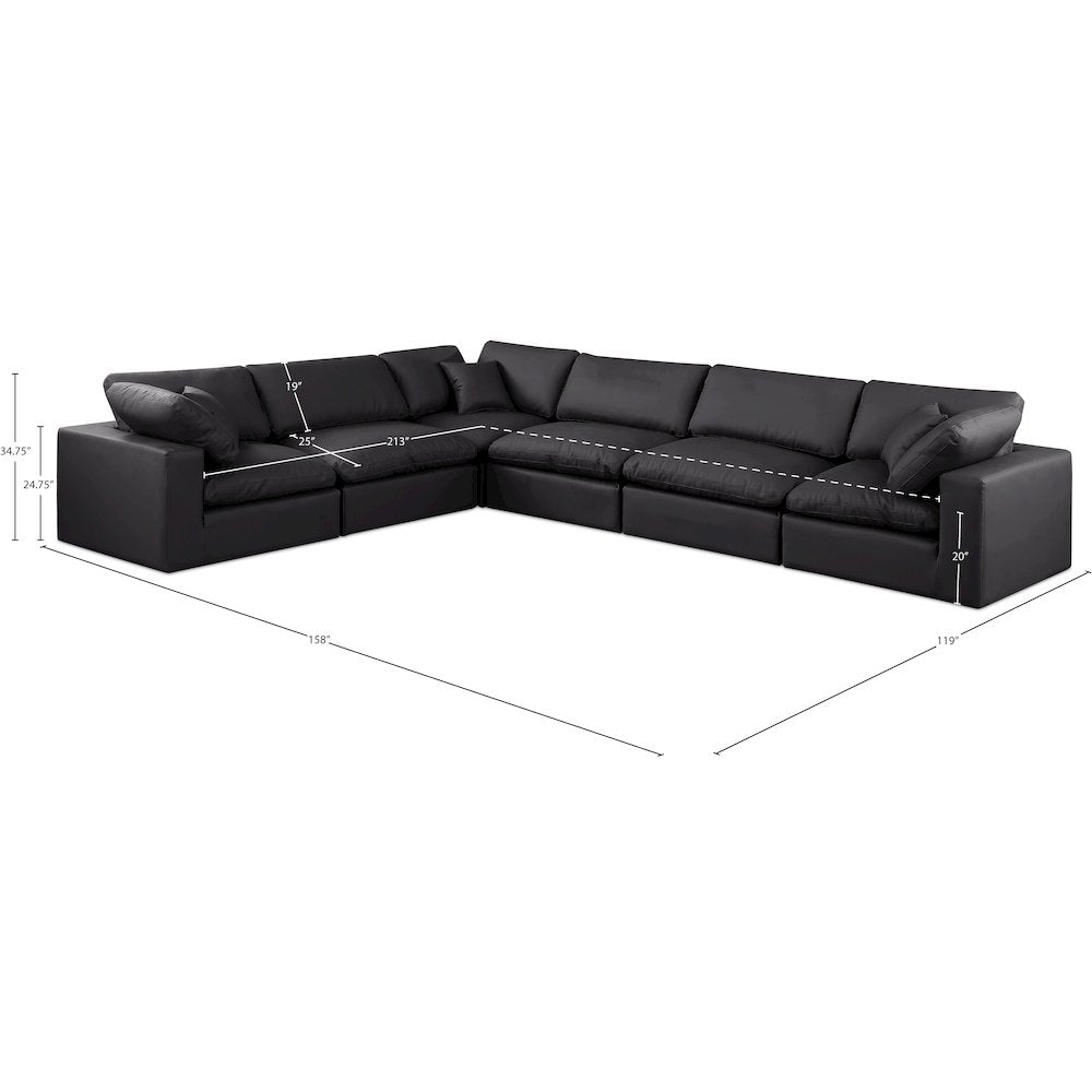 Comfy Black Vegan Leather Modular Sectional