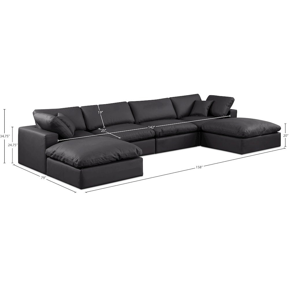 Comfy Black Vegan Leather Modular Sectional