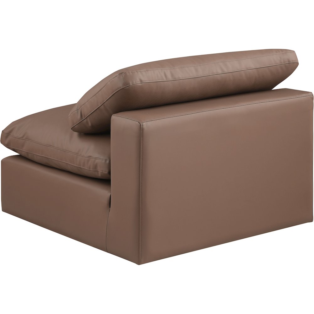 Comfy Brown Vegan Leather Modular Armless Chair
