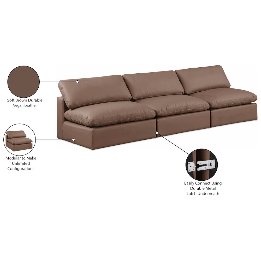 Comfy Brown Vegan Leather Modular Sofa