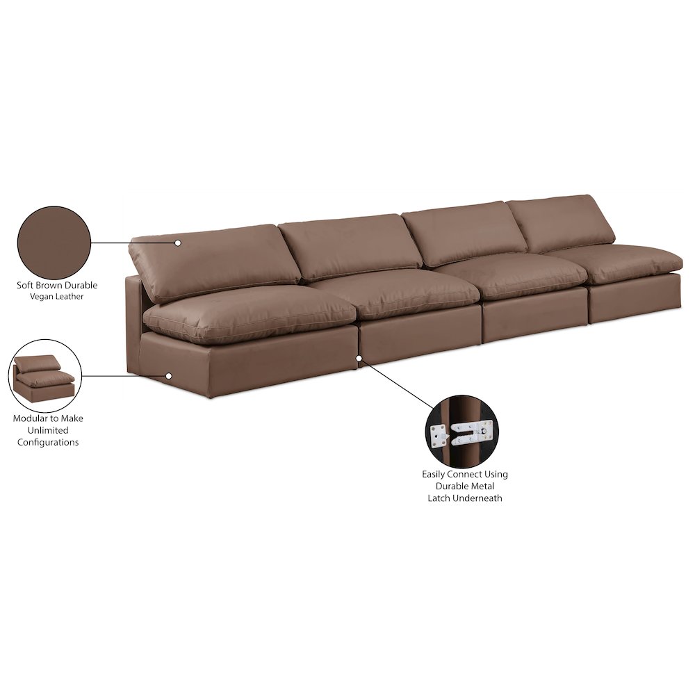 Comfy Brown Vegan Leather Modular Sofa