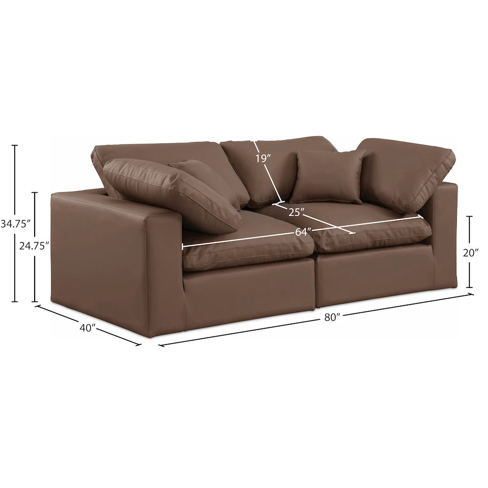 Comfy Brown Vegan Leather Modular Sofa