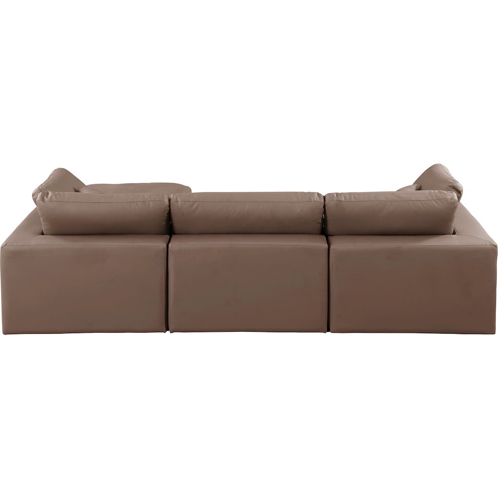 Comfy Brown Vegan Leather Modular Sectional