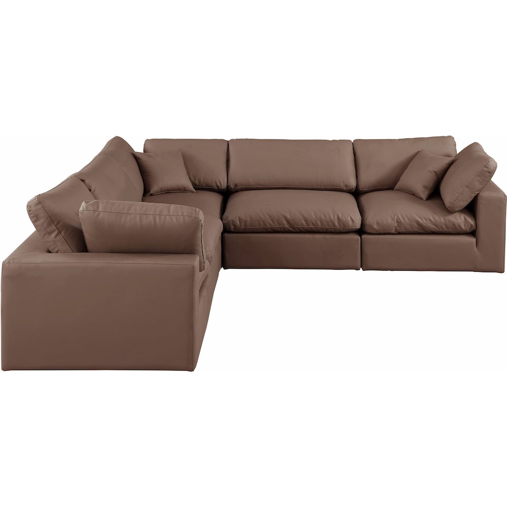 Comfy Brown Vegan Leather Modular Sectional