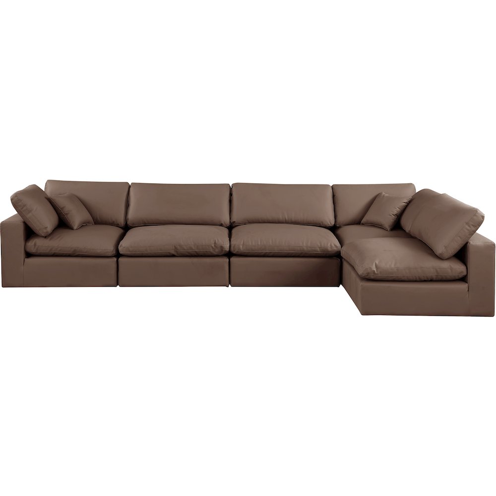 Comfy Brown Vegan Leather Modular Sectional