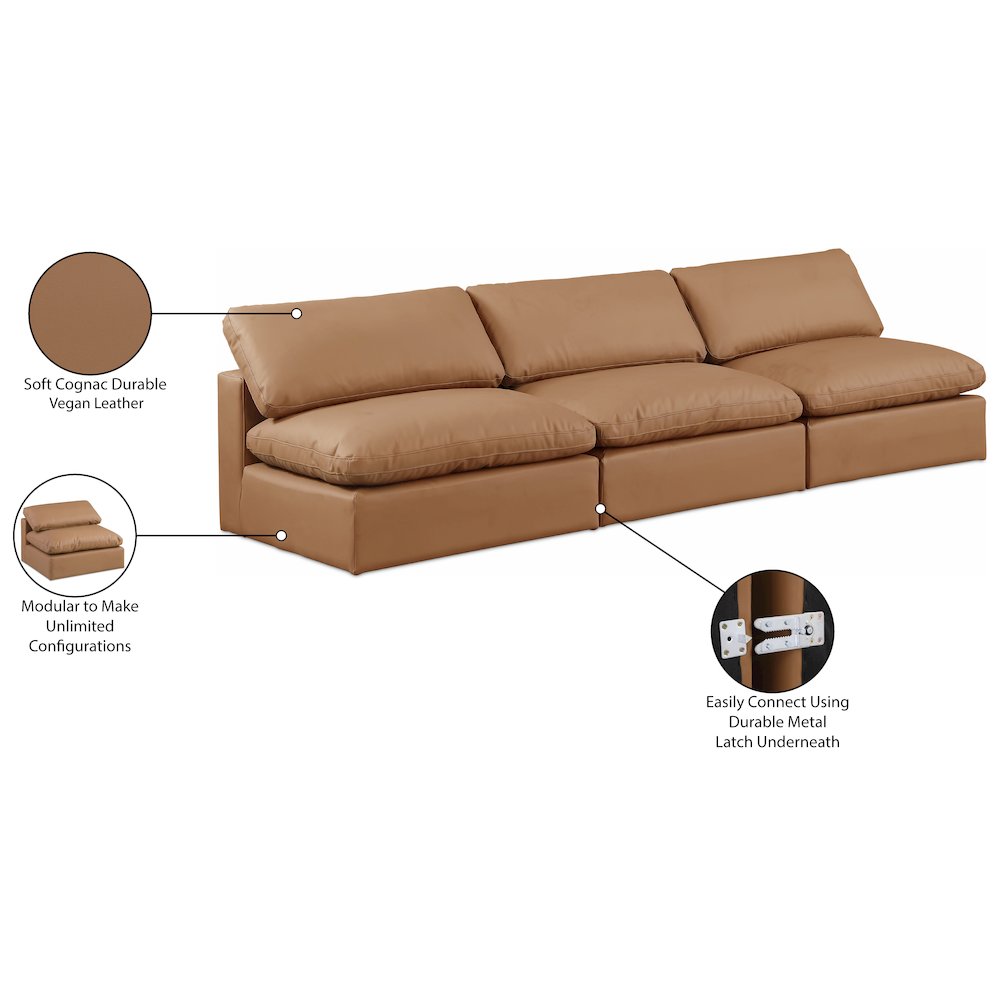 Comfy Cognac Vegan Leather Modular Sofa