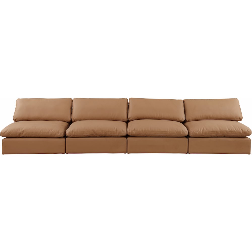 Comfy Cognac Vegan Leather Modular Sofa