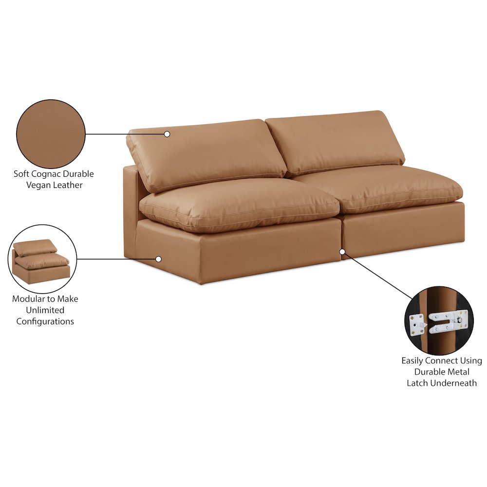 Comfy Cognac Vegan Leather Modular Sofa